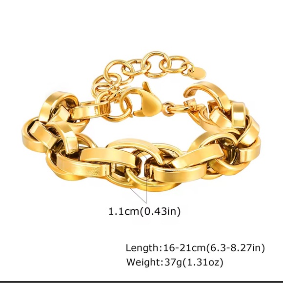 Elegant Chunky Stainless Steel Link Chain Bracelet Gold Chain Bracelet NEW - Picture 1 of 6